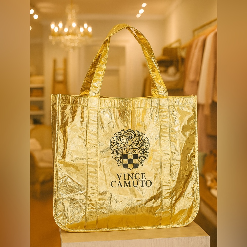 Vince Camuto Metallic Foil Gold Tote